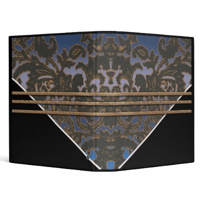 blue paisley & gold 3 ring binder by wolffreeborn