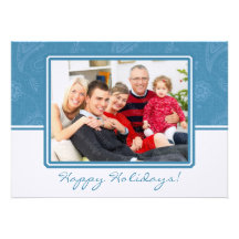 Blue Paisley Holiday Flat Card Announcement
