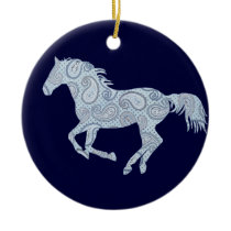 Blue Paisley Horse Christmas Tree Ornaments