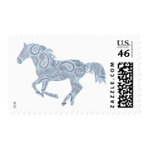 Blue Paisley Horse Postage Stamp
