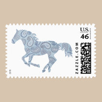 Blue Paisley Horse stamps