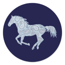 Blue Paisley Horse Sticker