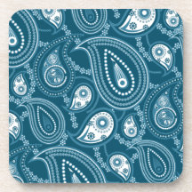 Blue Paisley Pattern Beverage Coasters