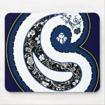 Blue paisley pattern ornate rose mouse pad