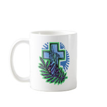 Blue Palm Cross Mugs
