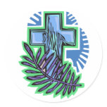 Blue Palm Cross Sticker