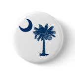 Blue Palmetto on White Button