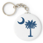 Blue Palmetto on White Keychain