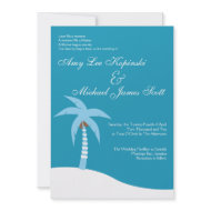 BLUE PALMTREE CARIBBEAN DESTINATION WEDDING invitation