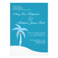 BLUE PALMTREE CARIBBEAN DESTINATION WEDDING INVITATION