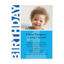 Blue panel 1st birthday invitation postcards by starstreamdesign Blue panel 1st birthday invitation postcards