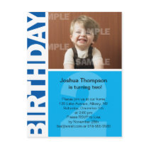 Blue panel 2nd birthday invitation postcards by starstreamdesign Blue panel 2nd birthday invitation postcards