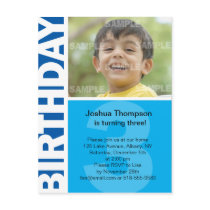 Blue panel 3rd birthday invitation postcards by starstreamdesign Blue panel 3rd birthday invitation postcards