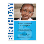 Blue Panel 5th Birthday Invitation Postcard
