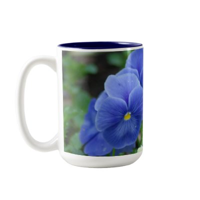 Blue Pansies Coffee Mug by smilodonart