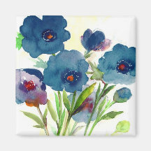 Blue pansies refrigerator magnets