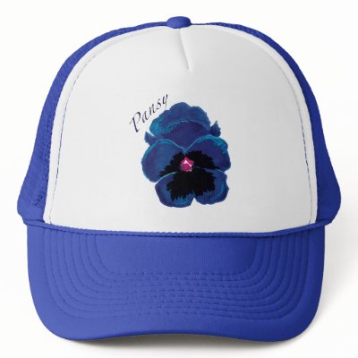 Blue Pansy Flower Trucker Hats by ormsbyeditions