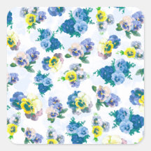 Blue Pansy Flowers floral pattern Stickers
