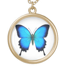 Blue Papilio Ulysses Butterfly Necklace