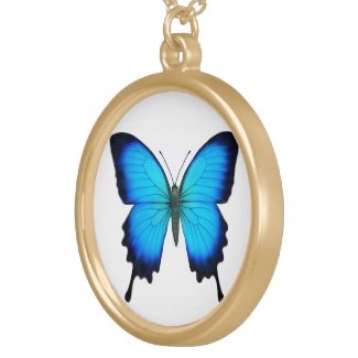 Blue Papilio Ulysses Butterfly Necklace