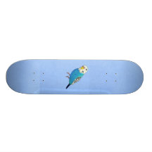 Blue Parakeet Drawing Skateboards