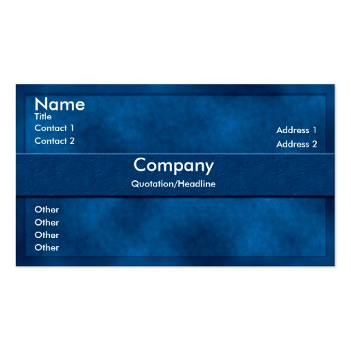 Blue Parchment Business Card (front side)