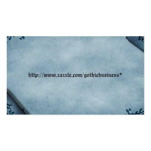Blue Parchment Calling Card Gothic Business Card (back side)