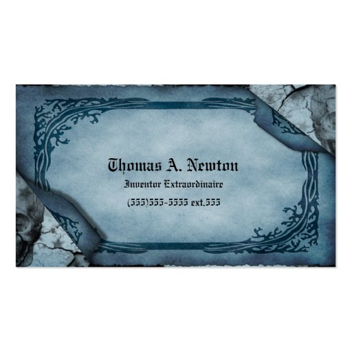 Blue Parchment Calling Card Gothic Business Card (front side)