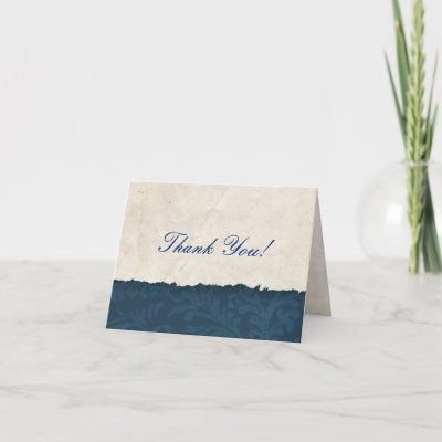 Blue Parchment Thank You Greeting Card