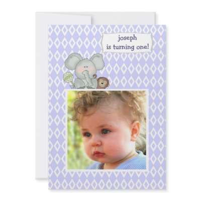 Blue Parfait 1st Birthday Party Photo Invitation by PixiePrints