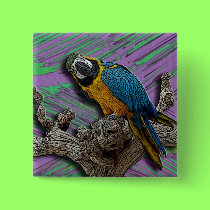 Blue Parrot & Palms button buttons