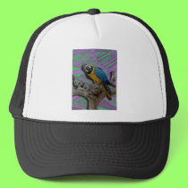 Blue Parrot & Palms hat hats