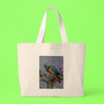 Blue Parrot & Palms tote bag bags