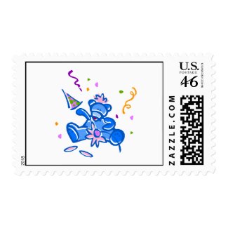 Blue Party Bear Postage Stamp