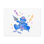 Blue Party Bear Post Card