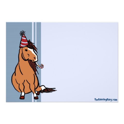 Blue Party Pony Boys 5th Birthday Custom Announcement