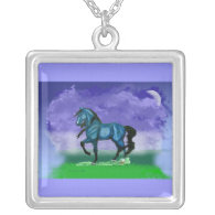 Blue Paso Fino Horse Necklace