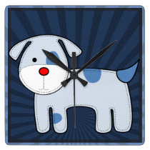 Blue Patch Puppy Square Clock wall clocks