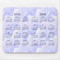 Blue Patchwork 2015-2016 2 Year Calendar Mousepad