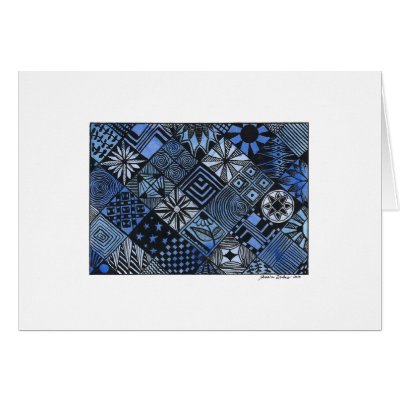 blue patchwork card by thearttart