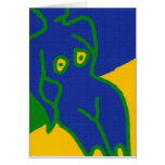 blue patchwork nude- greetings card