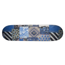 Blue Patchwork Skateboard Deck