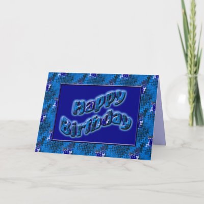 Blue pattern Happy Birthday Greeting Card by DonnasGreetingCards