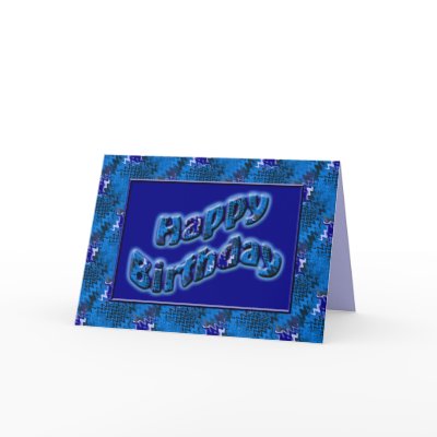 Blue pattern Happy Birthday Greeting Card by DonnasGreetingCards