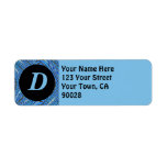 blue pattern monogram return address labels