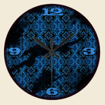 blue pattern victorian grunge wall clock wall clocks