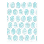 blue patterned Easter eggs postcards