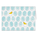 blue patterned Easter eggs with chickens cards