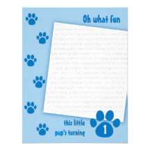 Blue Paw Print Birthday Invite