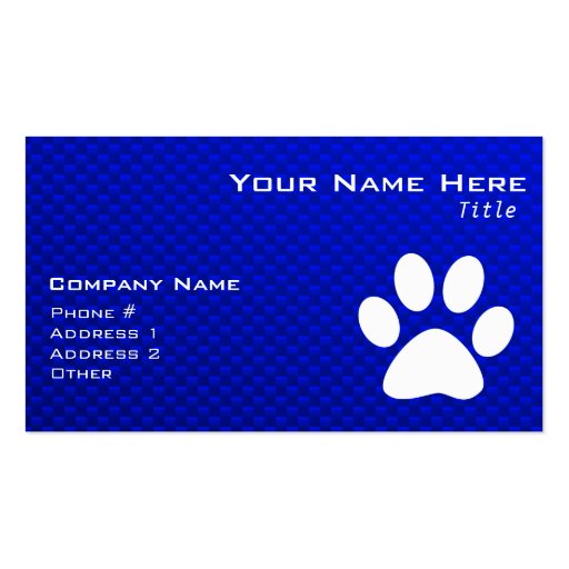 Blue Paw Print Business Card Templates (front side)